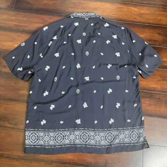 The Kooples Button Down Shirt Men XL Navy New Paisley Frise Skull HCCC28068K - Picture 3 of 12